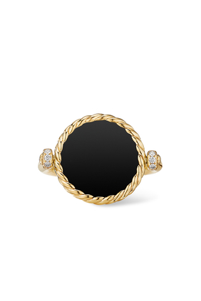 Elements® Ring in 18K Yellow Gold with Black Onyx and Pavé Diamonds